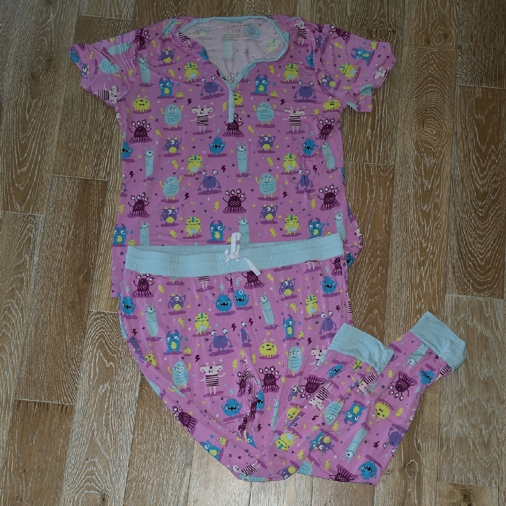 Little Sleepies Pink Monster Pajama Set